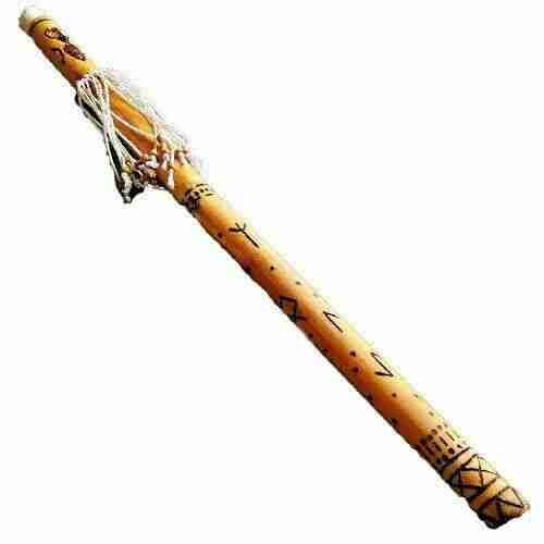 Rattle RainStick Shaman in Bamboo, Hand-Made with Runes Norreniche Loki