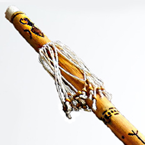 Rattle RainStick Shaman in Bamboo, Hand-Made with Runes Norreniche Loki