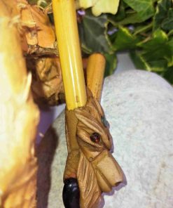 Kuripe Bambu Totem LUPO Amuleto-con Pietre potenti