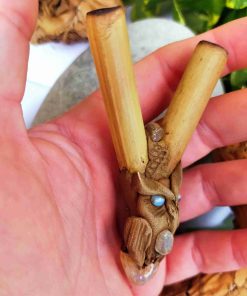 Kuripe bambu Totem GUFO Amuleto con Pietre potenti